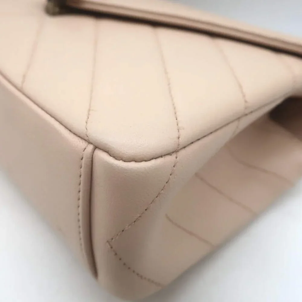 Chanel 2016 Coco Envelope Flap Bag Beige Chevron Quilted Leather Crossbody